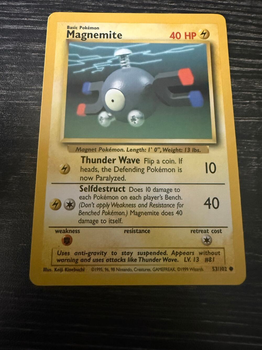 Vintage 1999 Pokemon Base Set Unlimited Magnemite 53/102 Common WOTC